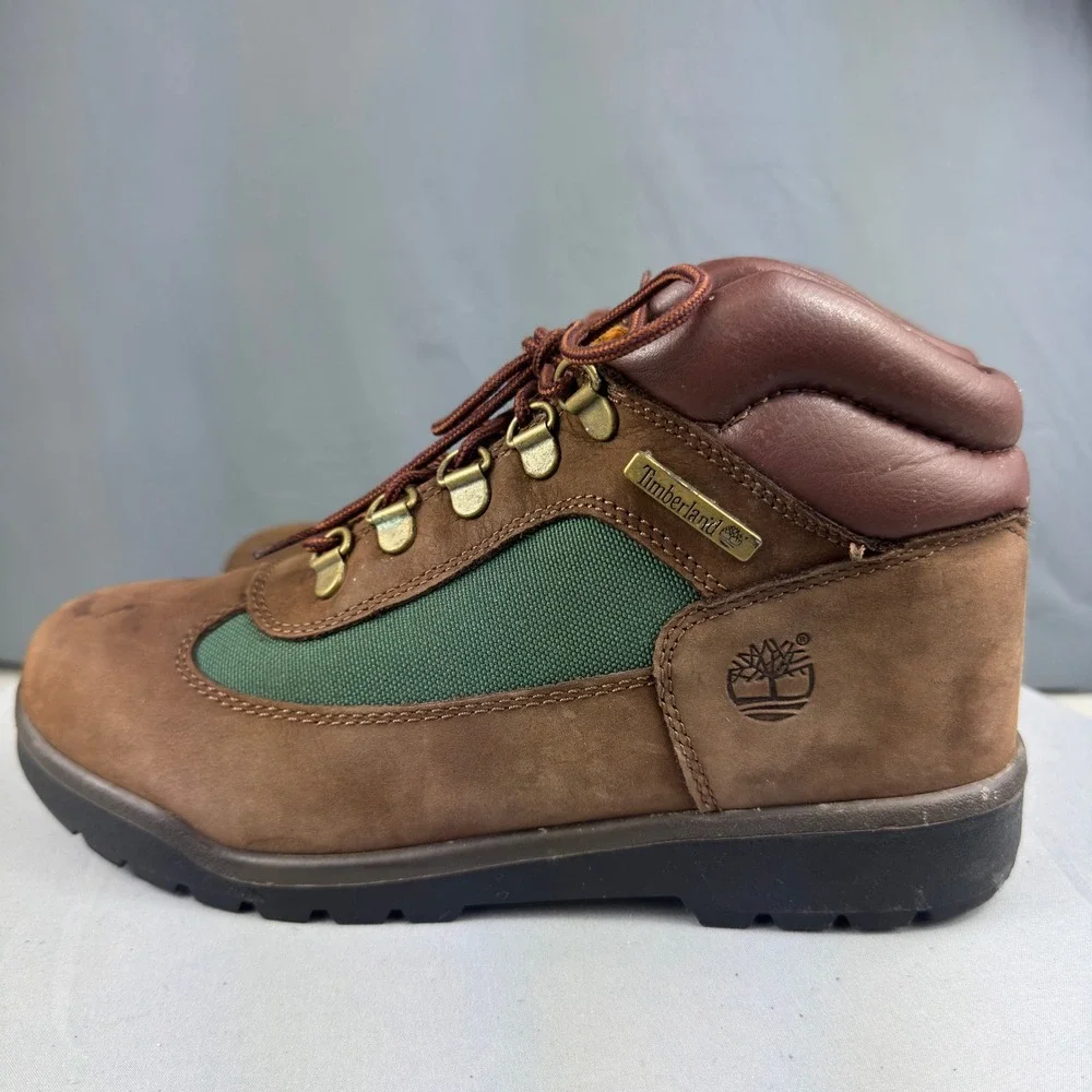 Timberland Field Boot Junior Big Kids Size 5.5 Brown Green Beef Broccoli 16937